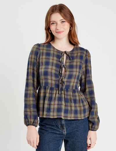 Blouse avec noeuds vert kaki femme