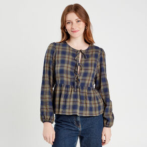 blouse avec noeuds vert kaki femme Blouse avec noeuds vert kaki femme