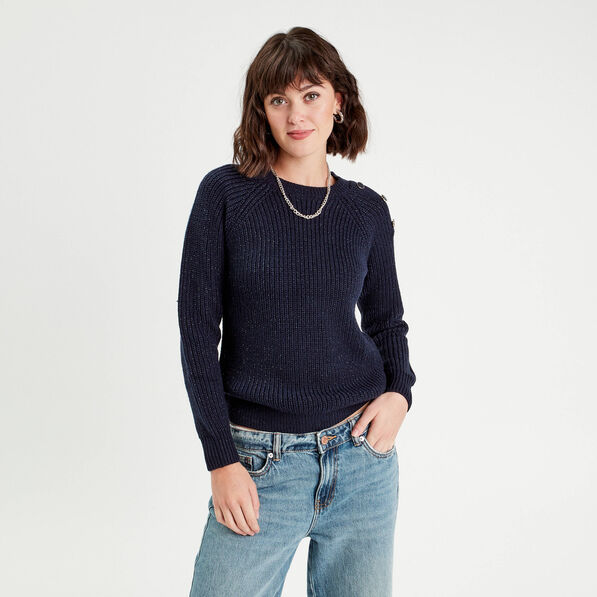 Pull manches longues bleu marine femme