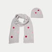 Lot &eacute;charpe bonnet avec broderie gris fonc&eacute; femme