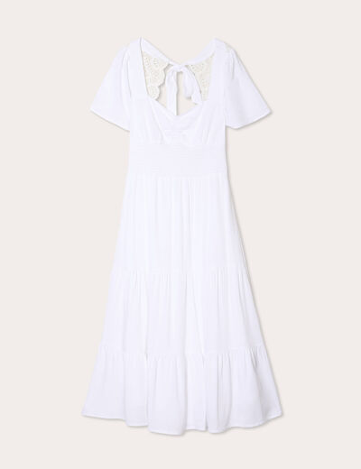 Robe longue évasée blanc femme