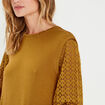 Blouse manches ajourées vert olive femme