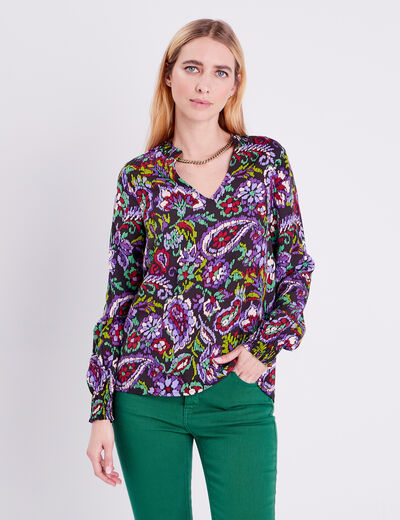 Blouse manches longues noir femme