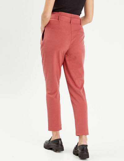 Pantalon paperbag fluide vieux rose femme