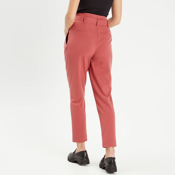 pantalon paperbag fluide vieux rose femme Pantalon paperbag fluide vieux rose femme