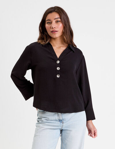 Blouse manches longues noir femme