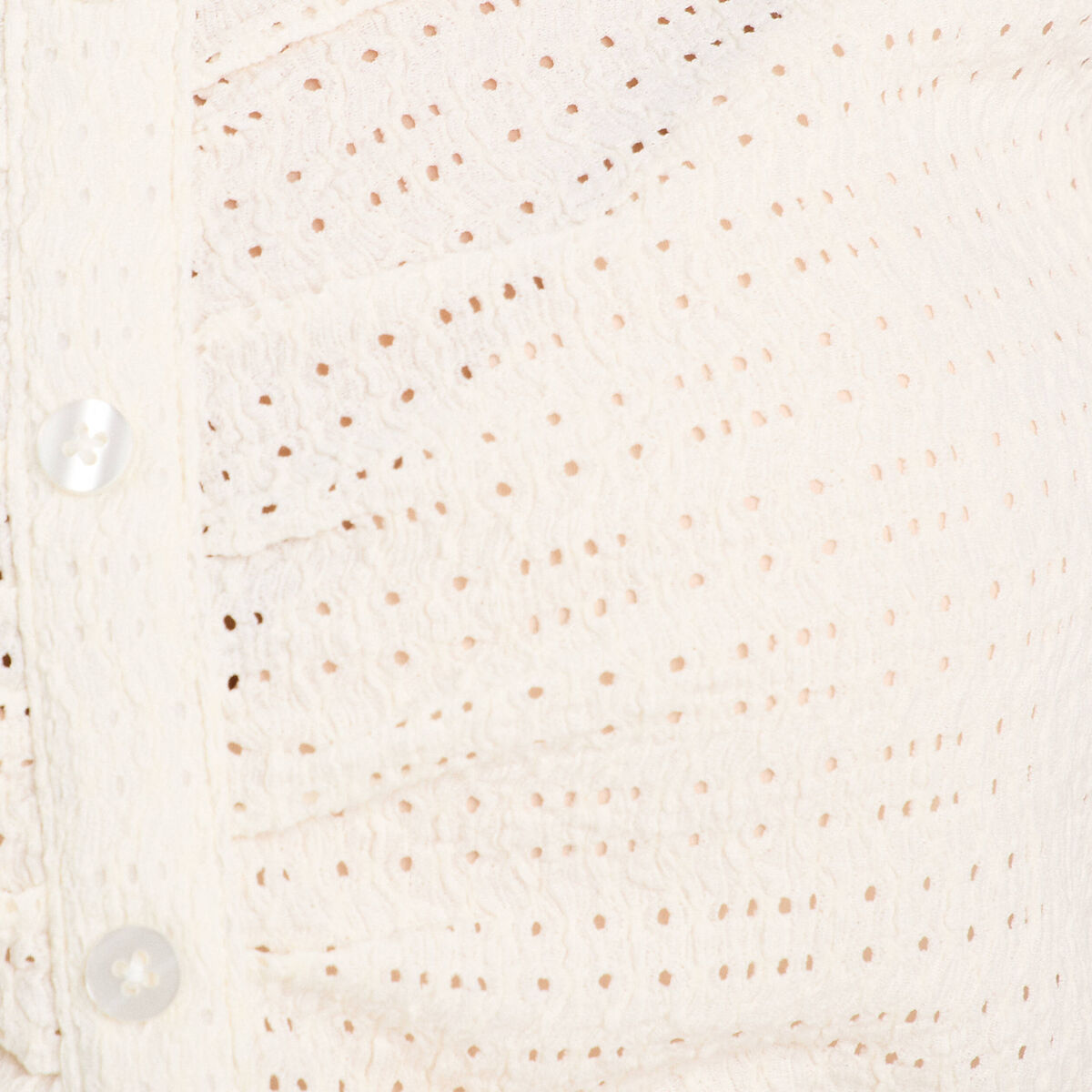 Blouse ajourée manches courtes ecru femme