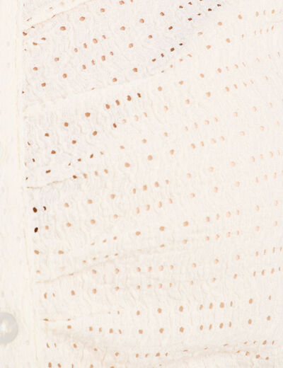 Blouse ajourée manches courtes ecru femme