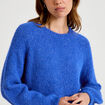 Pull ample col rond manches longues bleu electrique femme