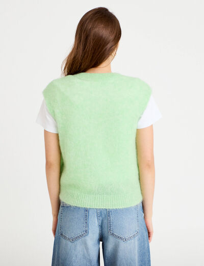 Pull sans manches vert pastel femme