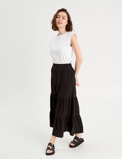Jupe longue évasée noir femme