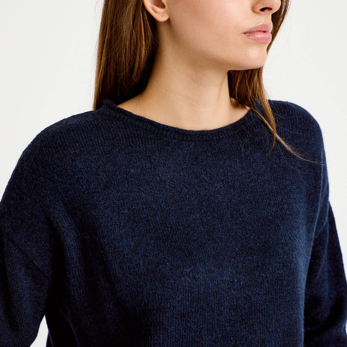 Pull manches longues bleu marine femme