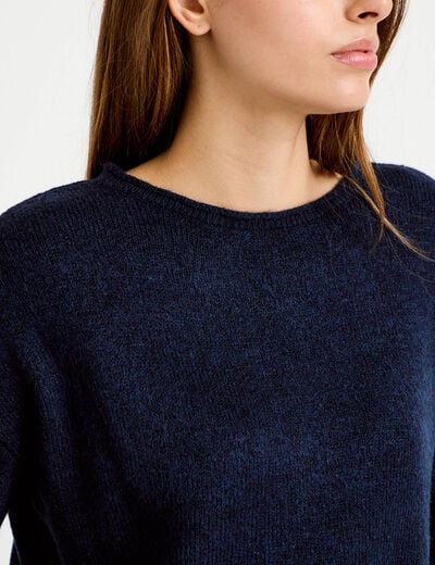 Pull manches longues bleu marine femme