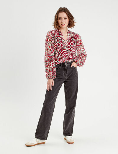 Blouse manches longues rouge femme