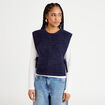 T-shirt pull sans manches 2-en-1 bleu marine femme