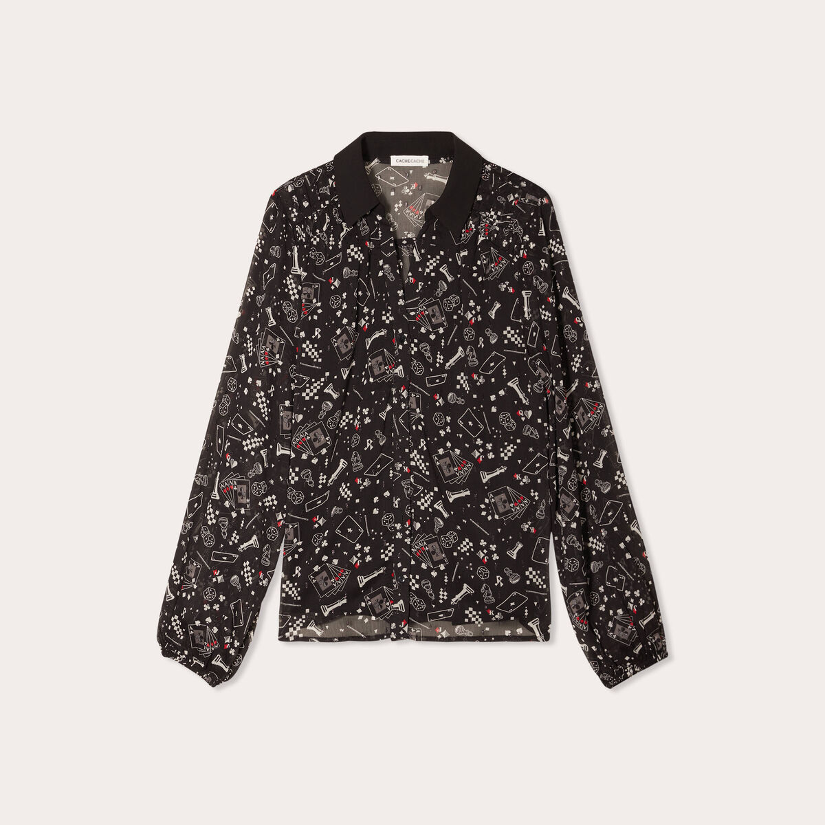 Chemise manches longues noir femme