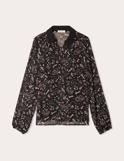 Chemise manches longues noir femme