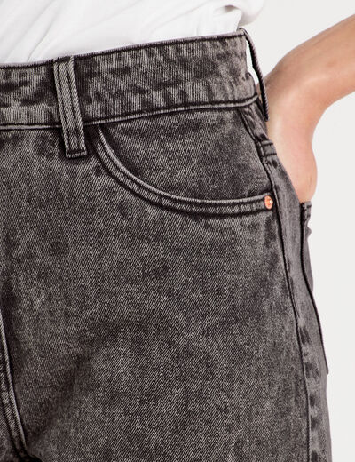 Short mom taille haute en jean denim noir femme