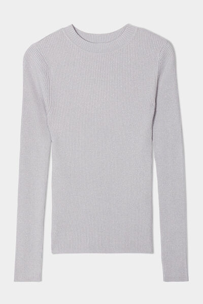 Pull manches longues gris clair femme