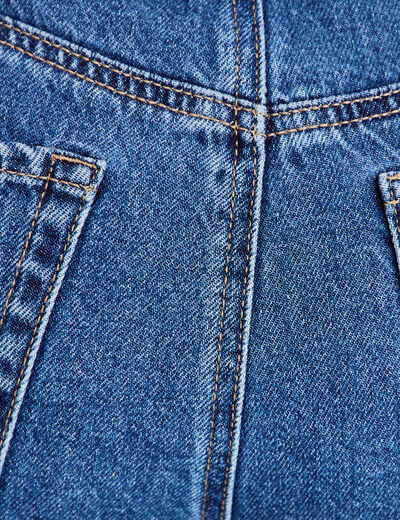 Jupe-short droite en jean denim stone femme