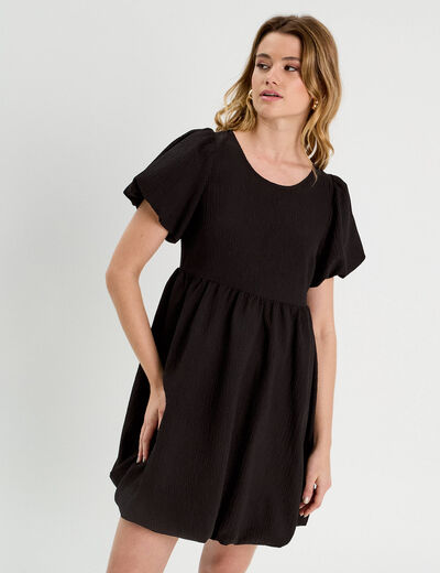Robe évasée effet boule noir femme