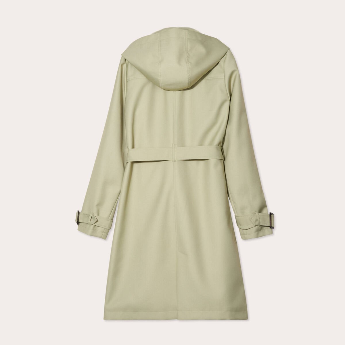 Manteau mi-long à capuche vert kaki femme