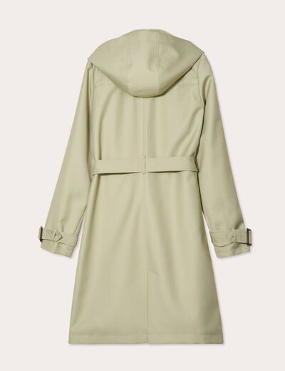 Manteau mi-long à capuche vert kaki femme
