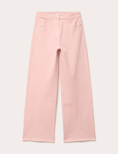 Jean wide leg taille haute rose clair femme