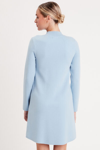 Robe pull droite avec poches bleu femme