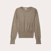 Blouse smockée manches longues vert kaki femme