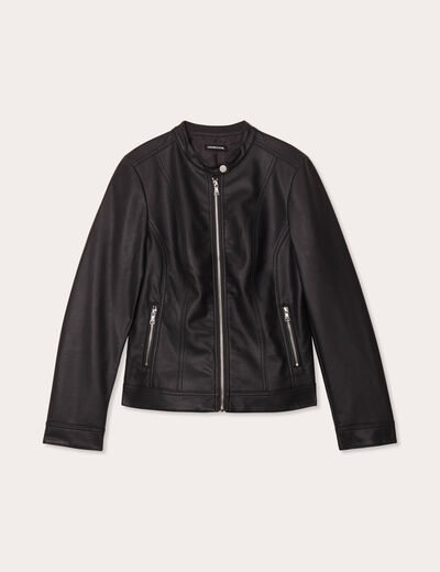 Veste droite zippée noir femme
