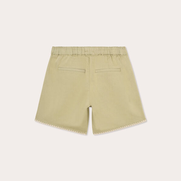 short droit details brodes vert kaki femme Short droit détails brodés vert kaki femme