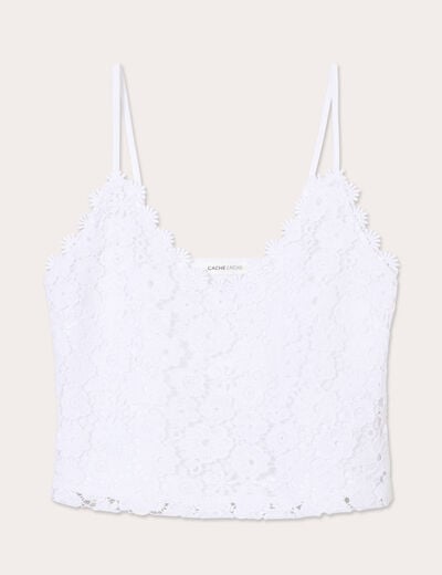 Débardeur cropped dentelle blanc femme