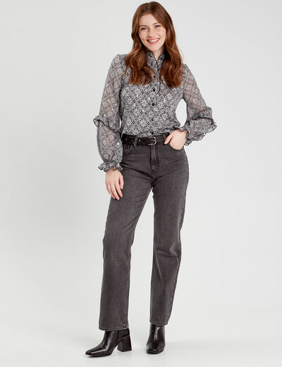 Blouse avec volants noir femme