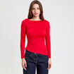 Top cintr&eacute; manches longues rouge femme