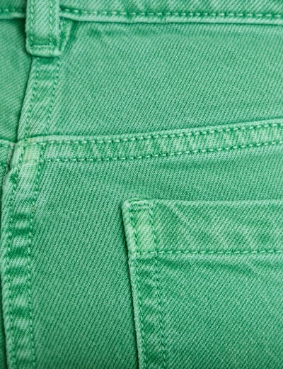 Jean wide leg cropped taille haute vert femme