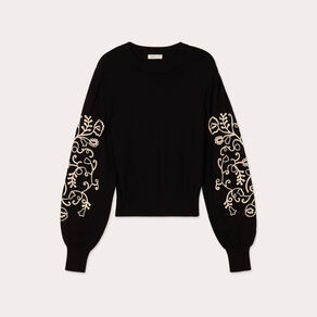 Pull avec broderie noir femme