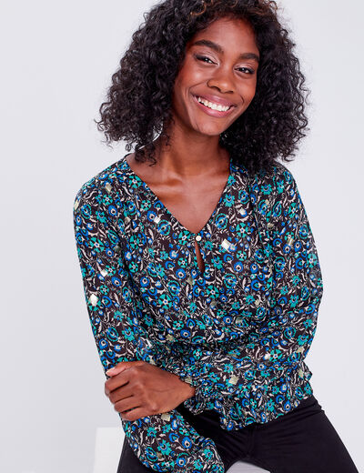 Blouse manches longues noir femme