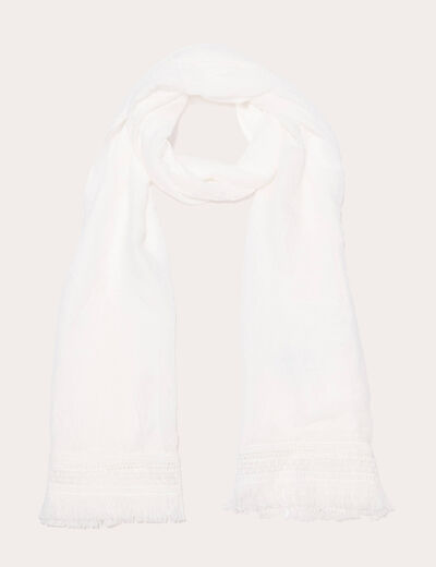 Foulard avec franges blanc femme