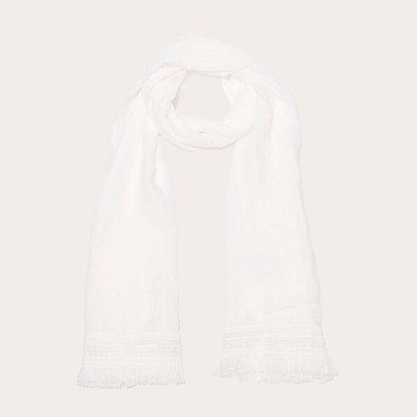 Foulard avec franges blanc femme