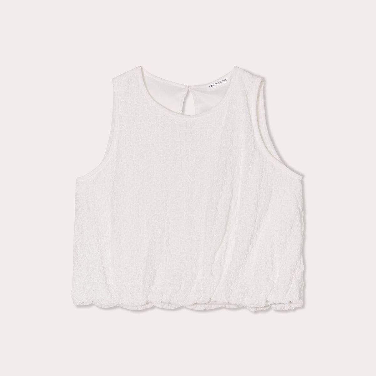 Débardeur effet boule ecru femme