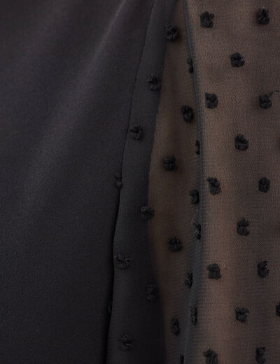 Blouse manches 3/4 noir femme