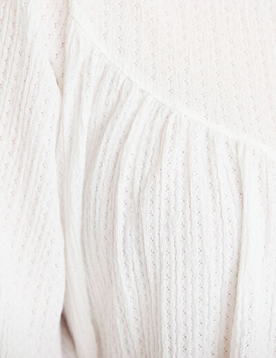 Blouse manches longues broderie ecru femme
