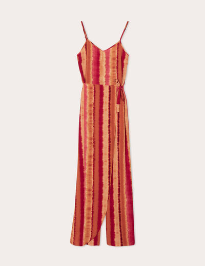 Combinaison pantalon avec pans rouge femme