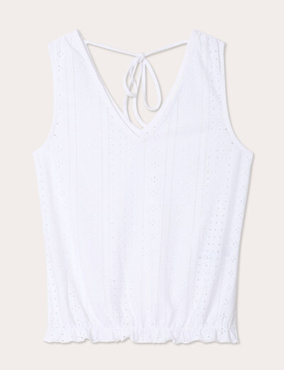 Débardeur broderie anglaise ecru femme