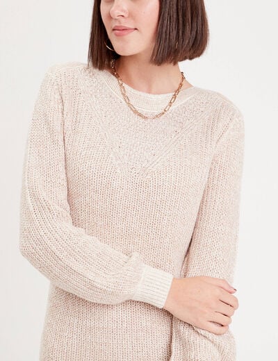 Robe pull droite col rond ivoire femme