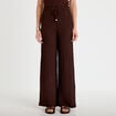 Pantalon large taille standard marron fonc&eacute; femme