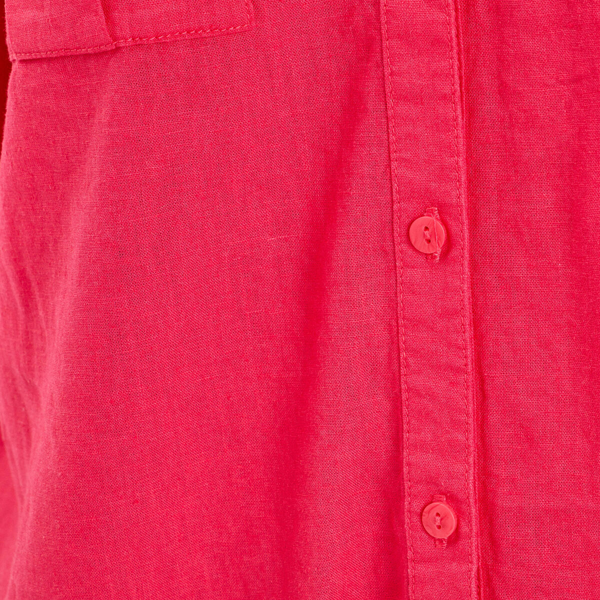 Chemise manches 3/4 contenant du lin rose vif femme