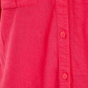 Chemise manches 3/4 contenant du lin rose vif femme