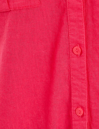 Chemise manches 3/4 contenant du lin rose vif femme